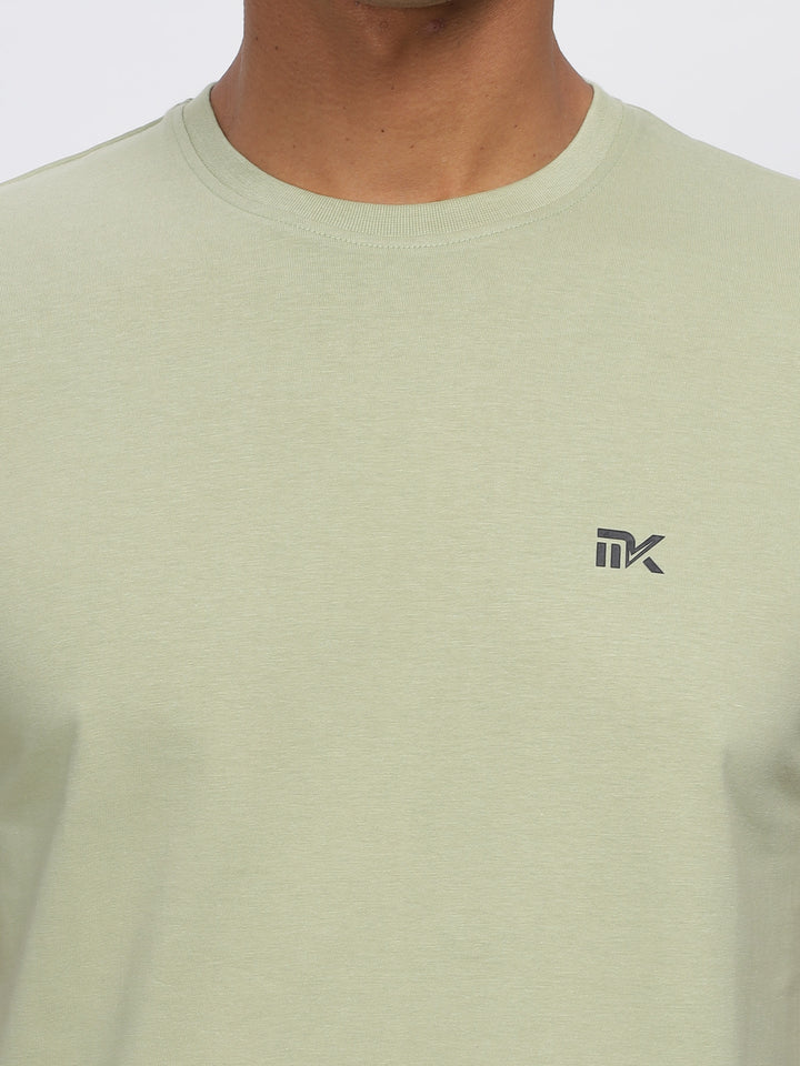 Olive Green Twill Cotton Round Neck T-Shirt Mankright