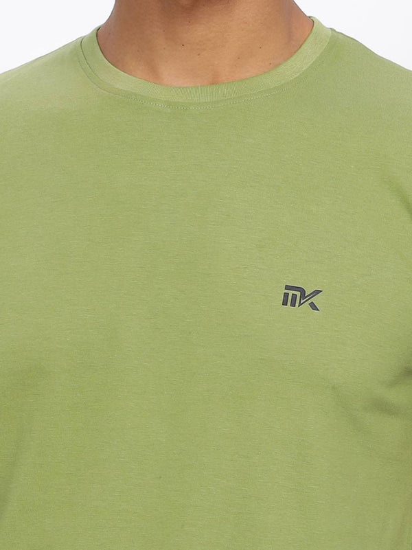 Olive Green Twill Cotton Round Neck T-Shirt Mankright