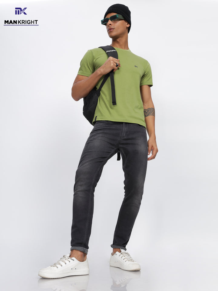 Twill Cotton Round Neck T-Shirt Mankright