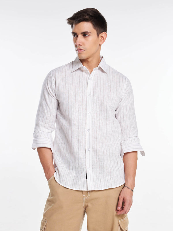 Pure Stripe Linen Full Sleeve Shirt Mankright