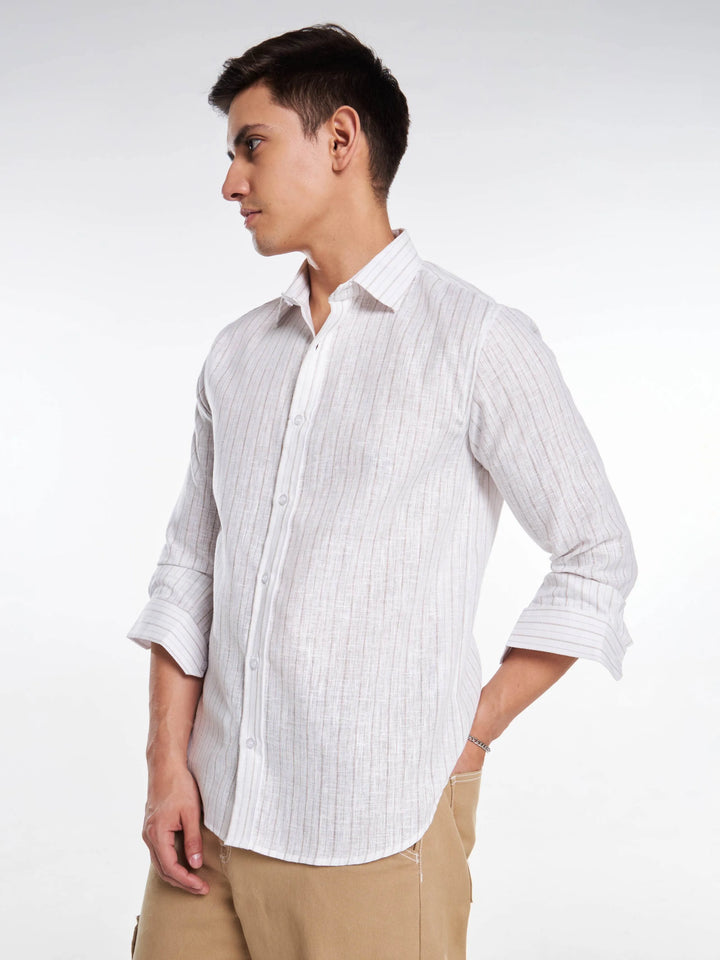 Pure Stripe Linen Full Sleeve Shirt Mankright