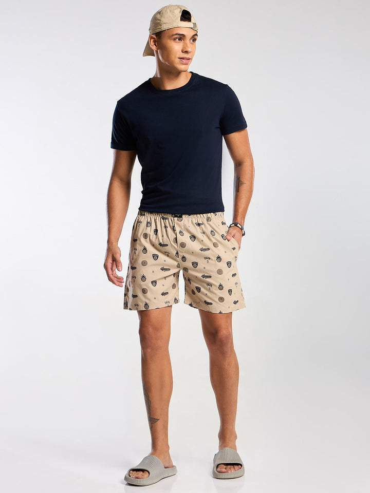 Men's Creme Printed Boxer Mankright