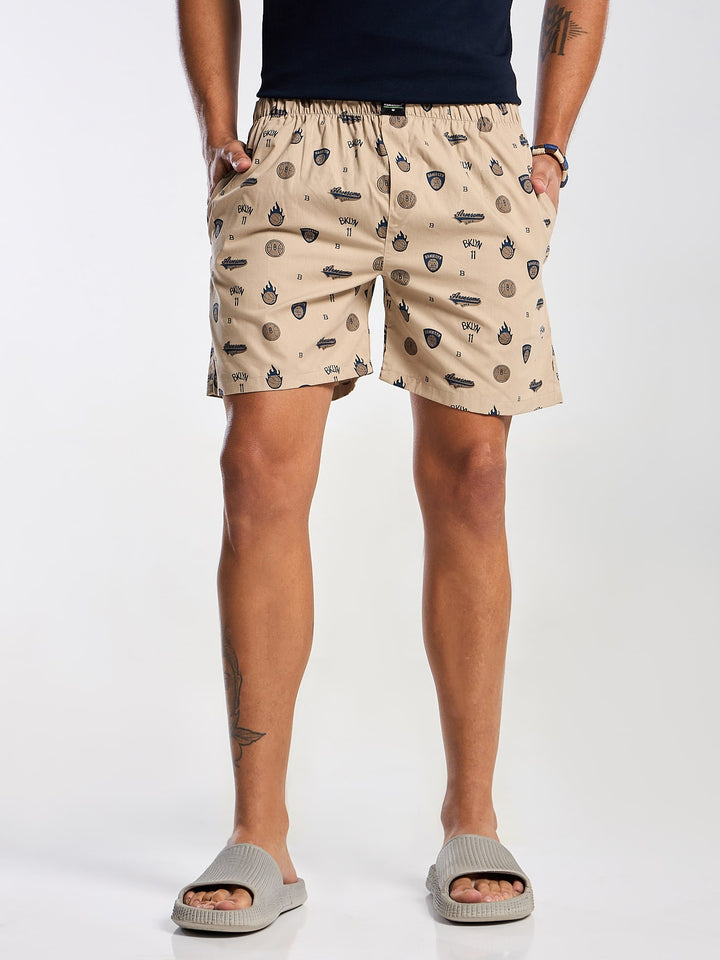 Men's Creme Printed Boxer Mankright