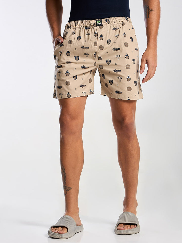 Men's Creme Printed Boxer Mankright