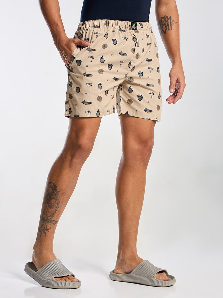 Men's Creme Printed Boxer Mankright