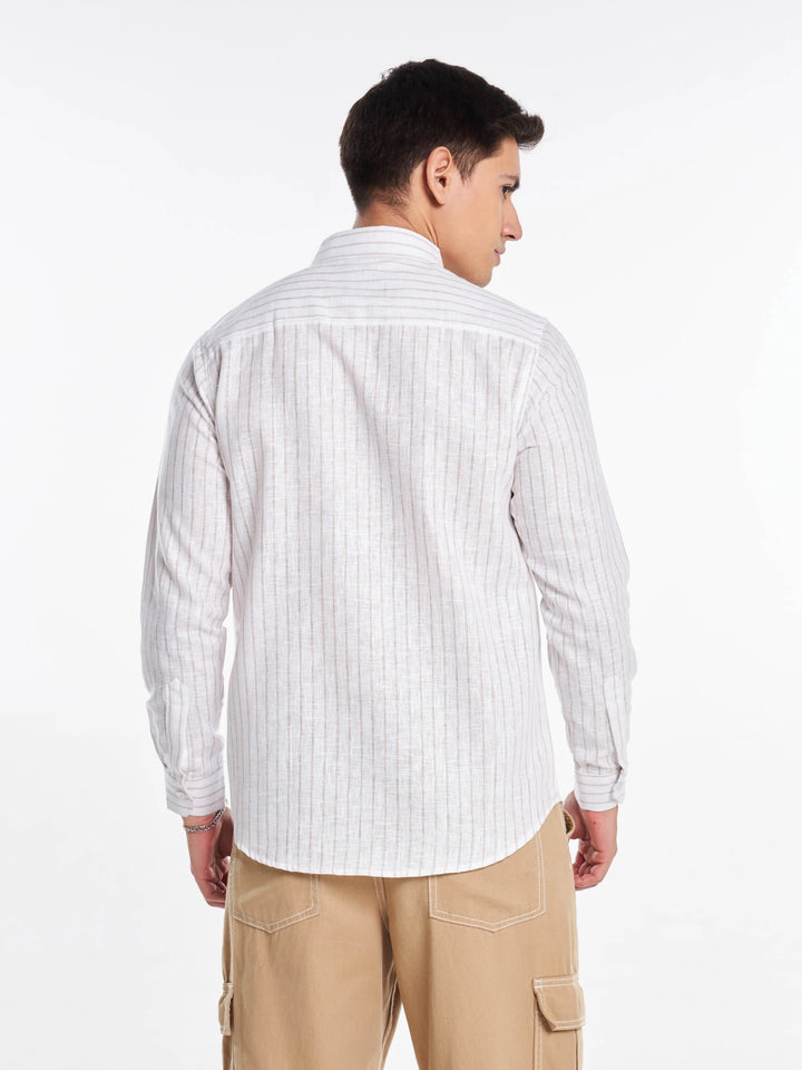 Vertical Elegance Linen Full Sleeve Shirt Mankright