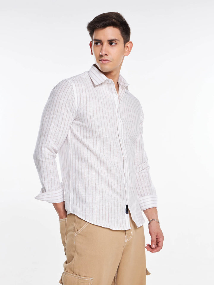 Vertical Elegance Linen Full Sleeve Shirt Mankright