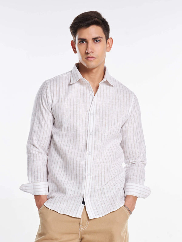 Vertical Elegance Linen Full Sleeve Shirt Mankright