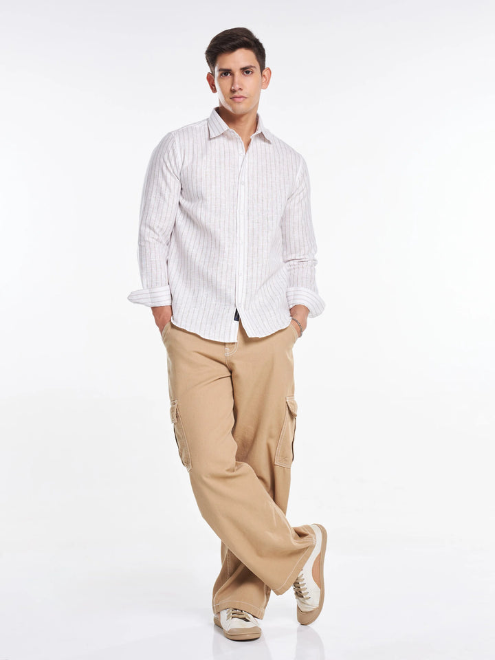 Vertical Elegance Linen Full Sleeve Shirt Mankright