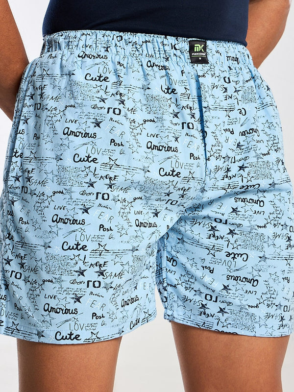 Men's Sky Blue Printed Boxer Mankright