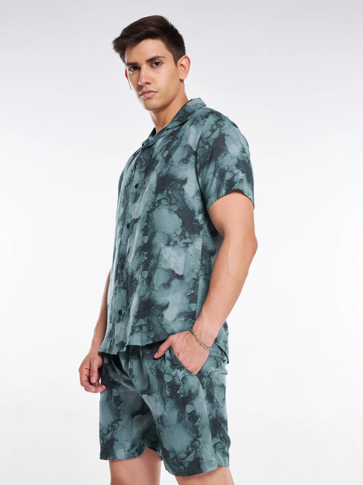 Grey Tie & Dye Men's Co-Ord Set Mankright