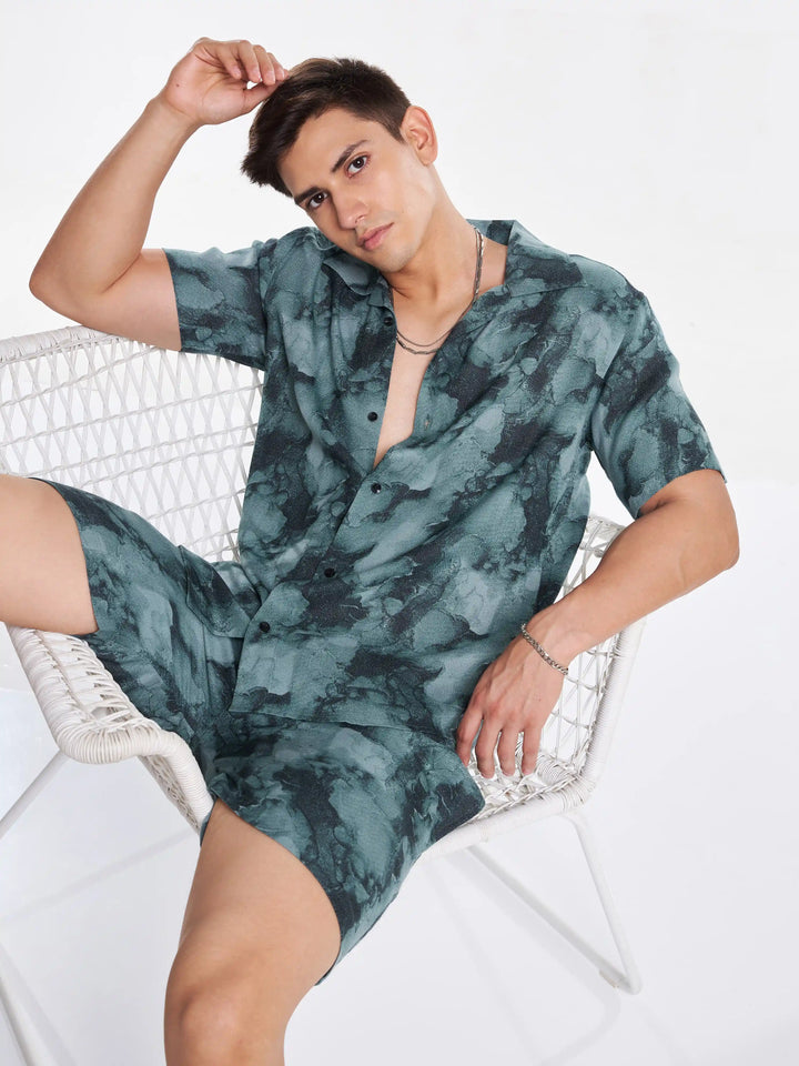 Grey Tie & Dye Men's Co-Ord Set Mankright