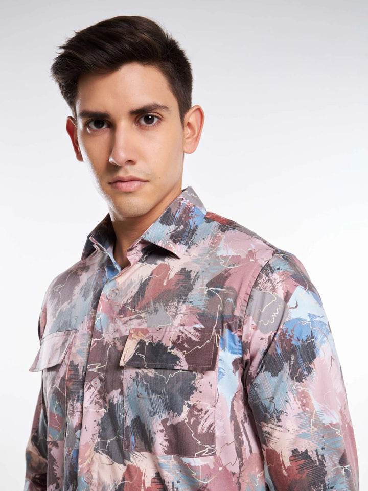 Nature Palette Abstract Print Full Sleeve Urban Shirt Mankright