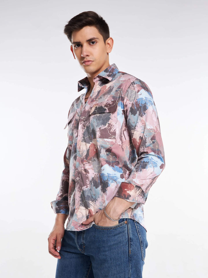 Nature Palette Abstract Print Full Sleeve Urban Shirt Mankright