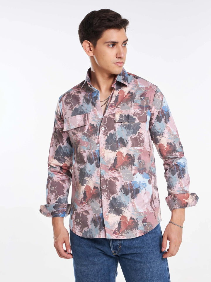 Nature Palette Abstract Print Full Sleeve Urban Shirt Mankright