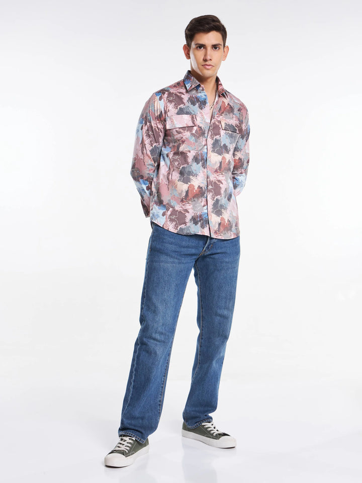 Nature Palette Abstract Print Full Sleeve Urban Shirt Mankright