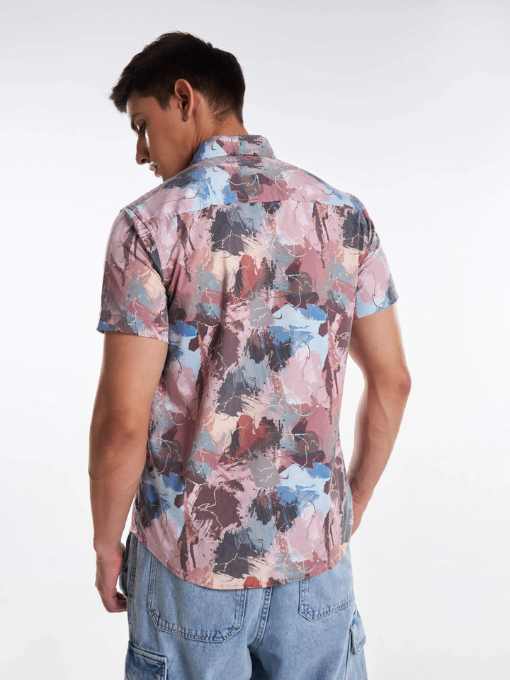 Nature Palette Abstract Print Half Sleeve Urban Shirt Mankright