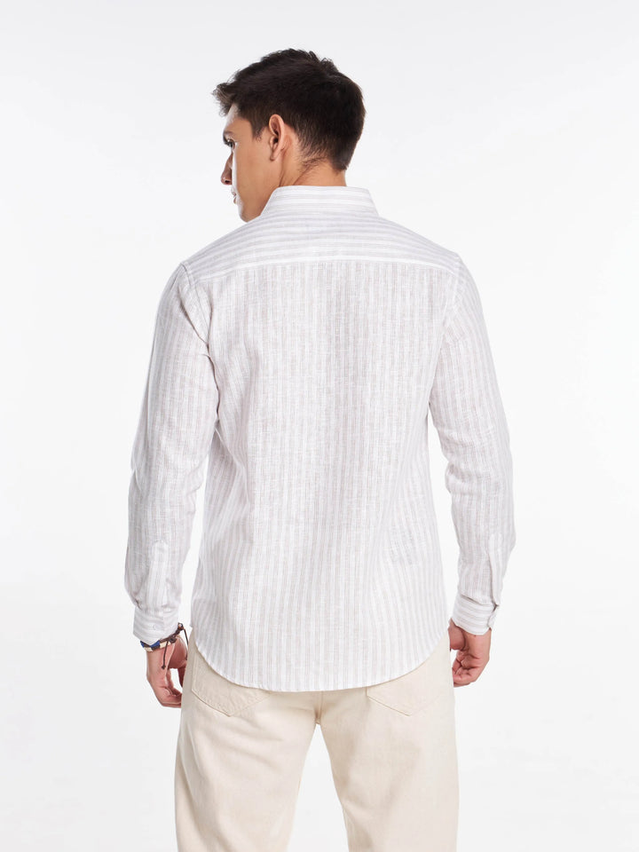 Elegant Stripes Linen Full Sleeve Shirt Mankright