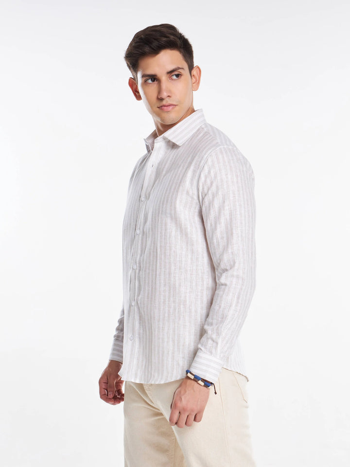 Elegant Stripes Linen Full Sleeve Shirt Mankright