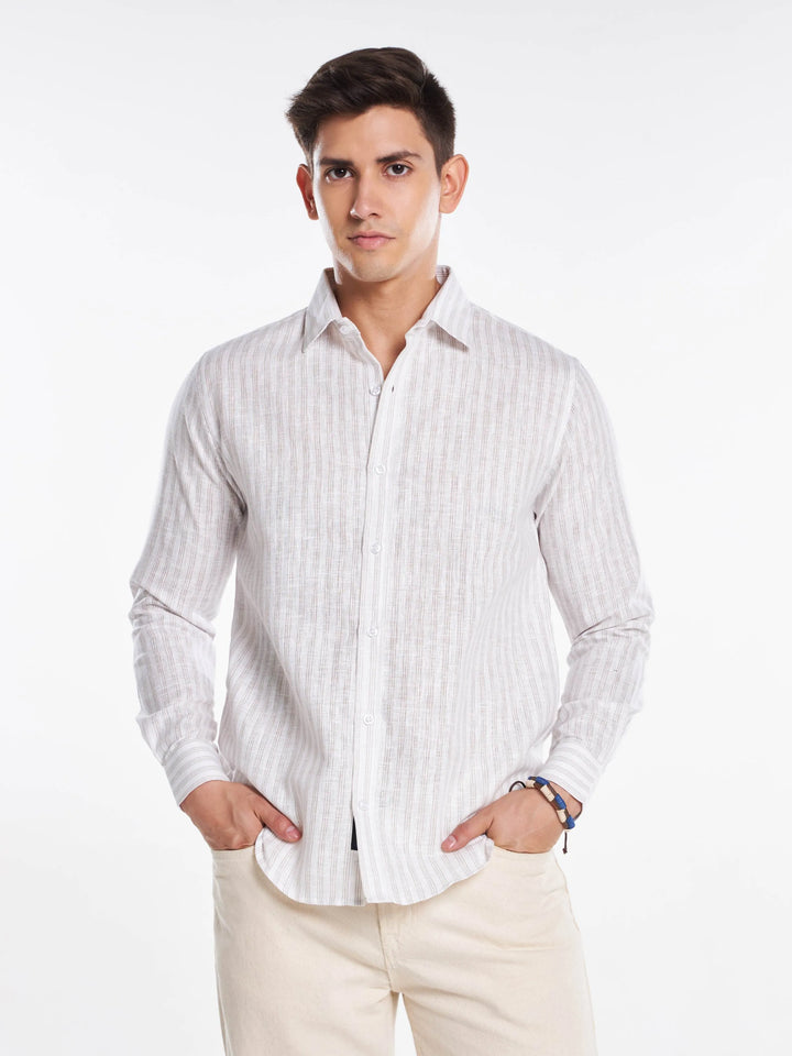 Elegant Stripes Linen Full Sleeve Shirt Mankright