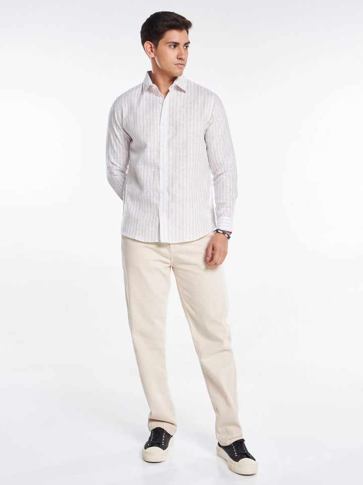 Elegant Stripes Linen Full Sleeve Shirt Mankright