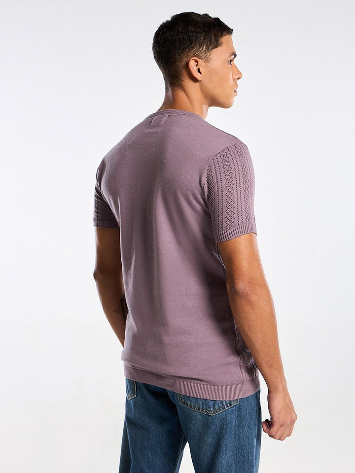 Emerald Knit Purple Round Neck T-Shirt Mankright