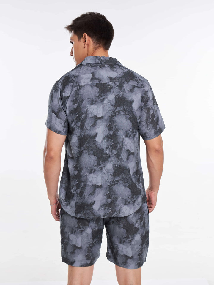 Grey Tie & Dye Men's Co-Ord Set Mankright