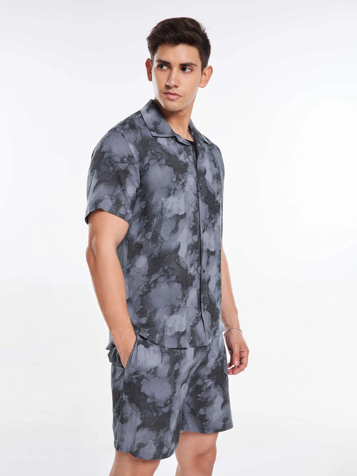 Grey Tie & Dye Men's Co-Ord Set Mankright