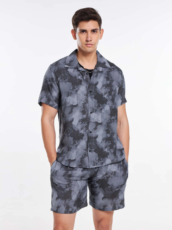 Grey Tie & Dye Men's Co-Ord Set Mankright