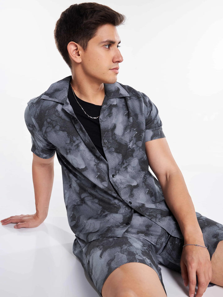 Grey Tie & Dye Men's Co-Ord Set Mankright