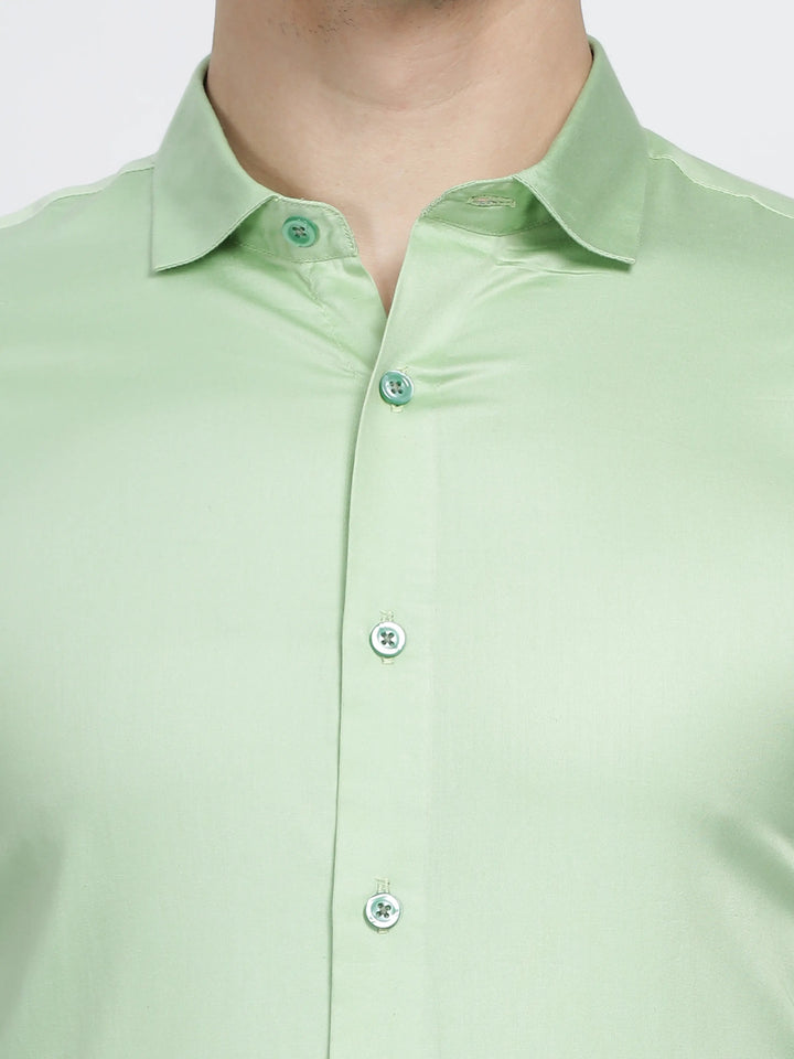 Pastel Green Classic Collar Satin Formal Shirt Mankright