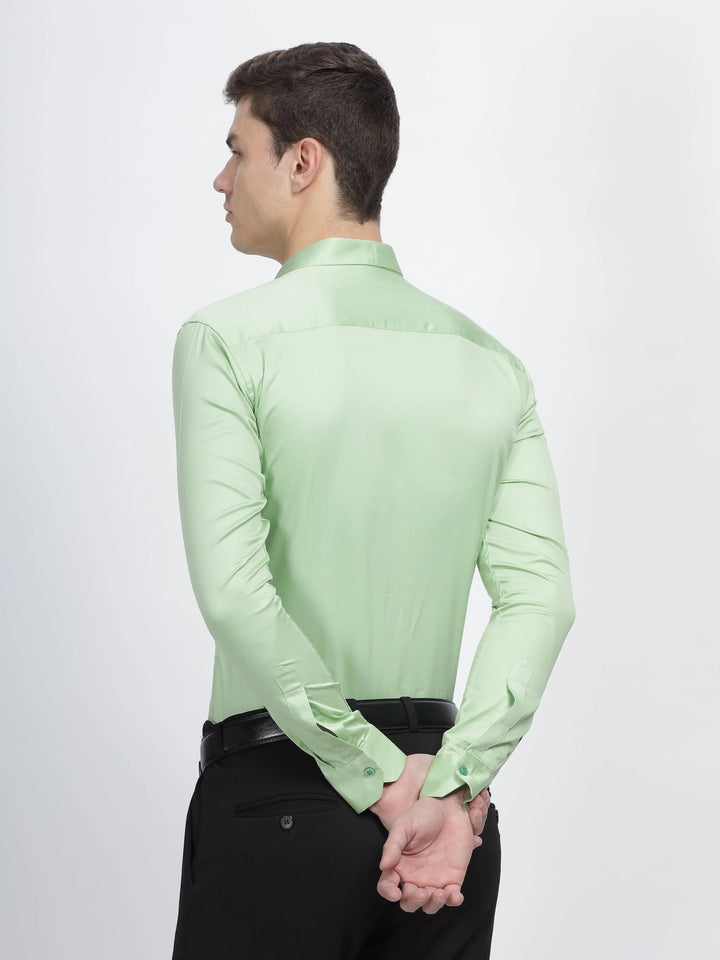 Pastel Green Classic Collar Satin Formal Shirt Mankright