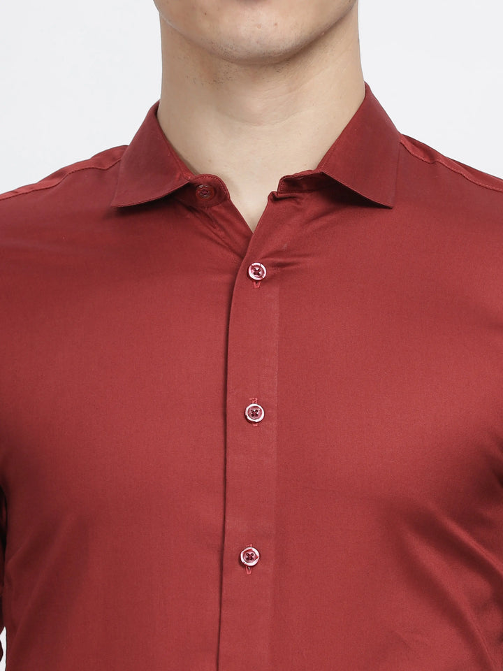 Crimson Red Classic Collar Satin Formal Shirt Mankright