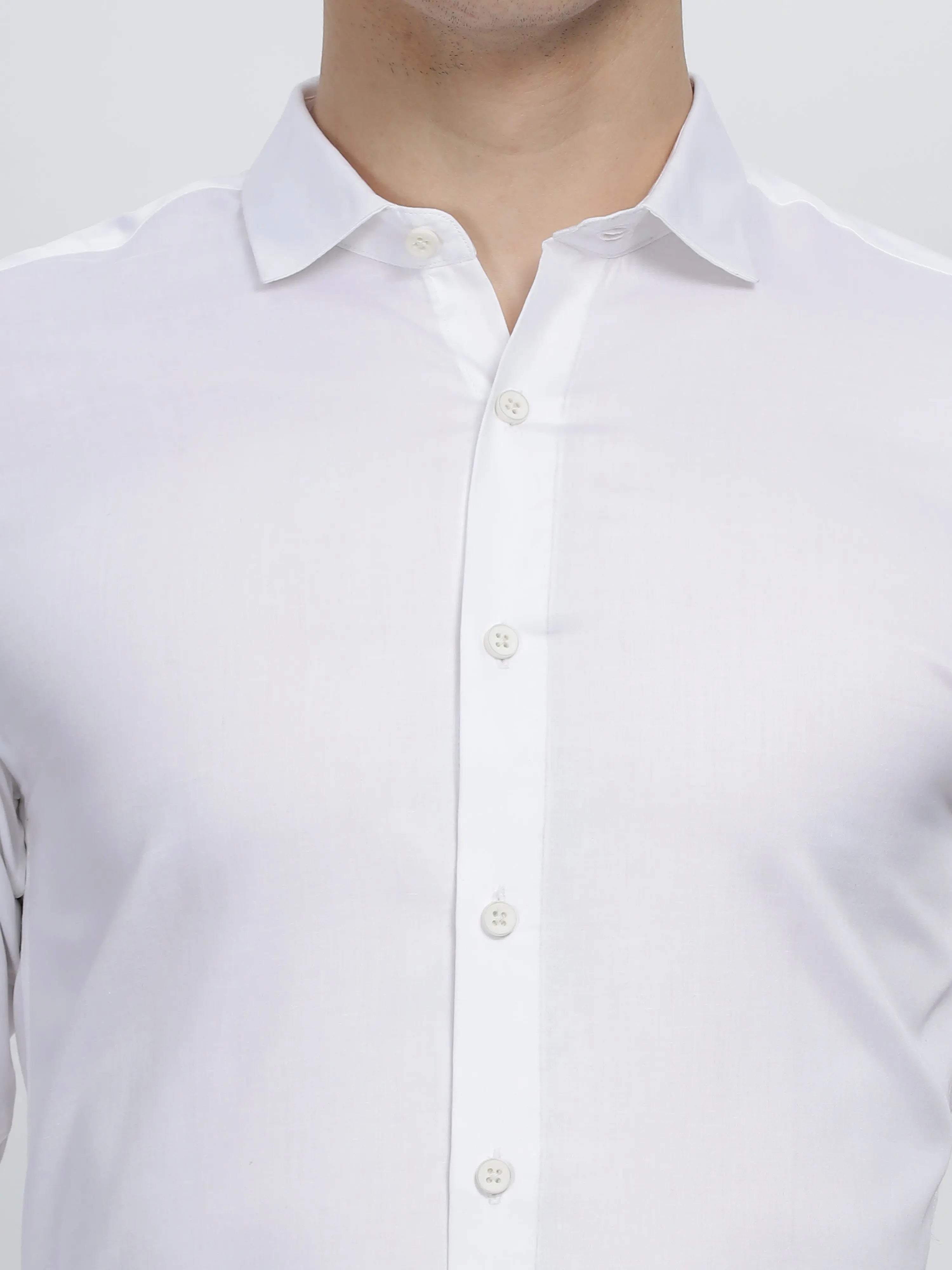 White Classic Collar Satin Formal Shirt Mankright