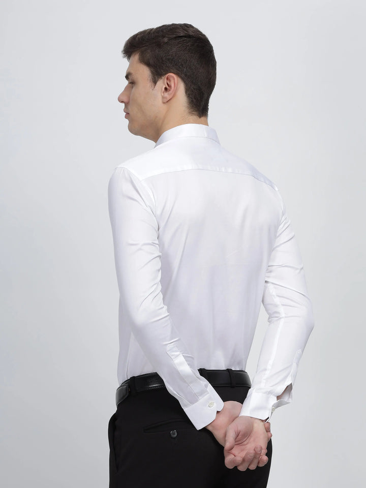 White Classic Collar Satin Formal Shirt Mankright