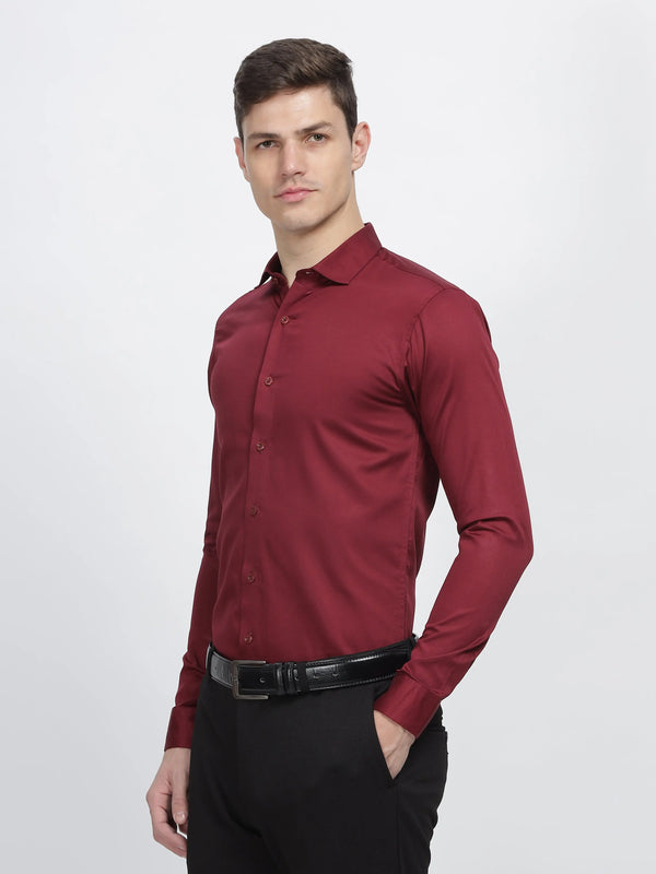 Maroon Classic Collar Satin Formal Shirt Mankright