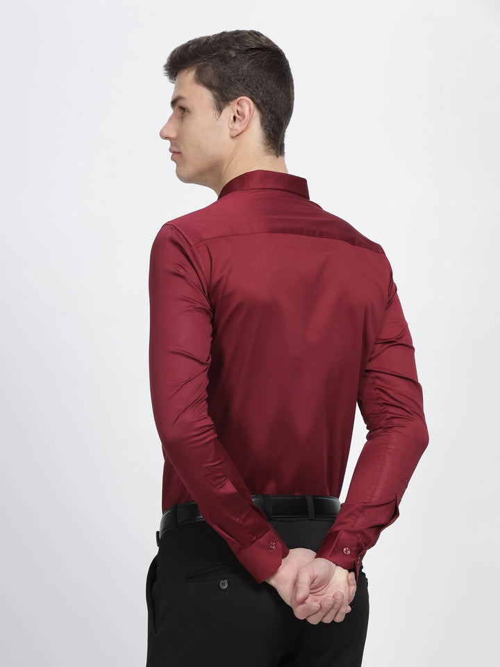 Maroon Classic Collar Satin Formal Shirt Mankright