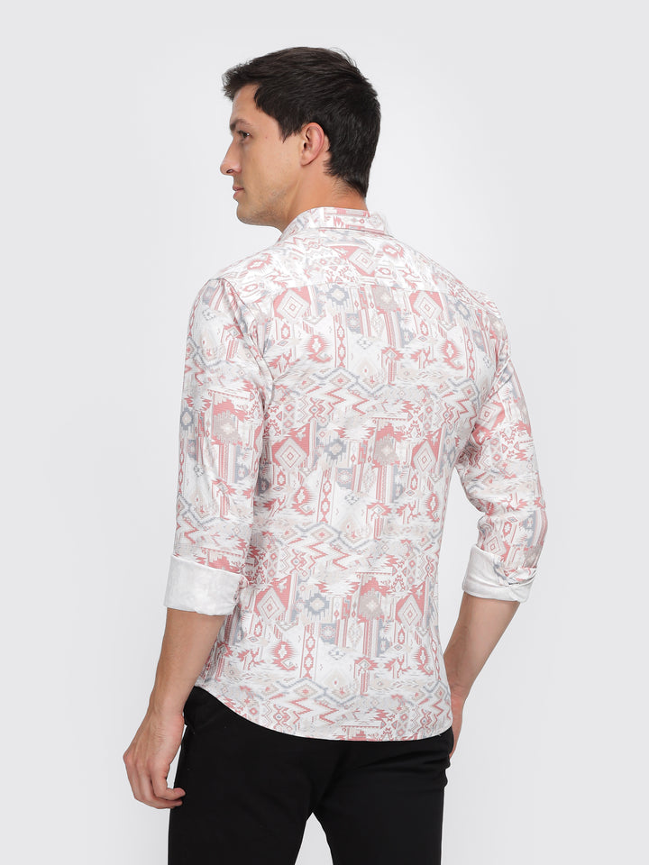 White Pop Koh Printed Classic Collar Shirt Mankright