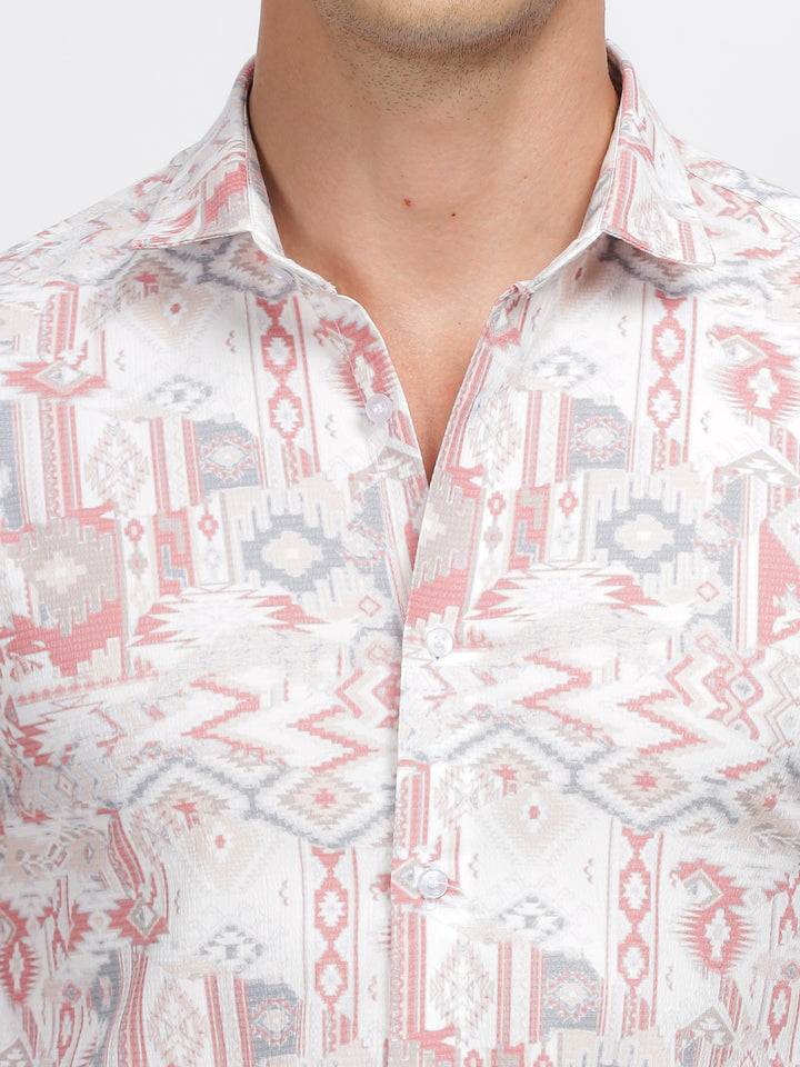 White Pop Koh Printed Classic Collar Shirt Mankright