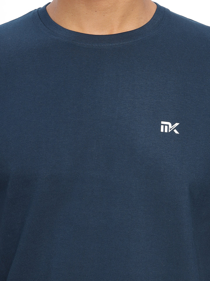 Blue Twill Cotton Round Neck T-Shirt Mankright