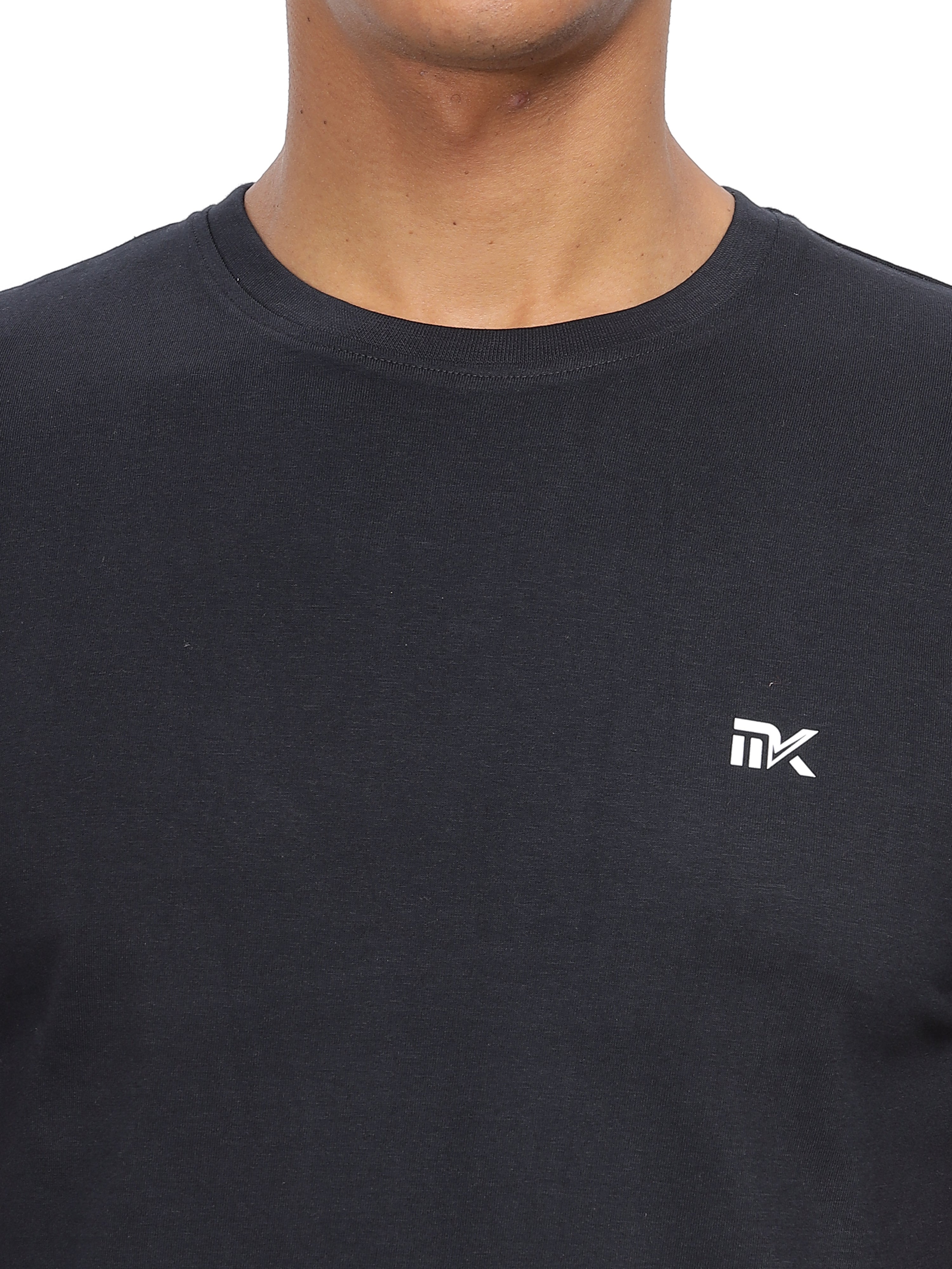 Black Twill Cotton Round Neck T-Shirt Mankright